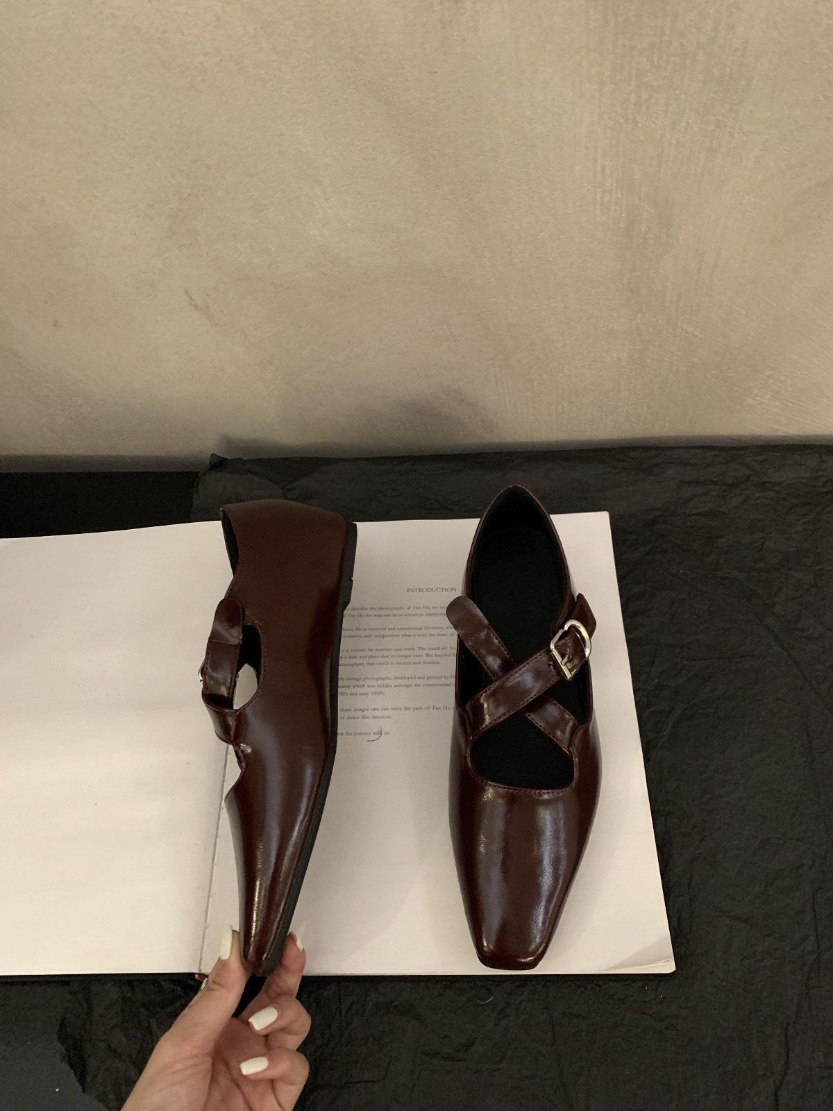 

Niche French внутренняя мягкая подошва серебристые туфли Мэри Джейн для женщин 2024 начало осени новые ретро туфли с одной педалью для женщин 40 бордовый