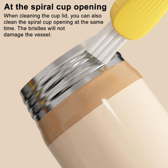 Yousheng 3Pcs 3 In 1 Cup Lid Cleaning Brush Set Soft Hard Bristle Heads 180 Degree Rotating Design Crevice Cleaner Brush