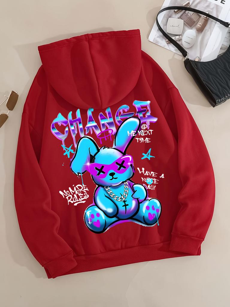 Unisex Hoodies & Sweatshirts Rabbit Cartoons Print Sweatshirt Fashion Casual Oversize Clothing Hoodies