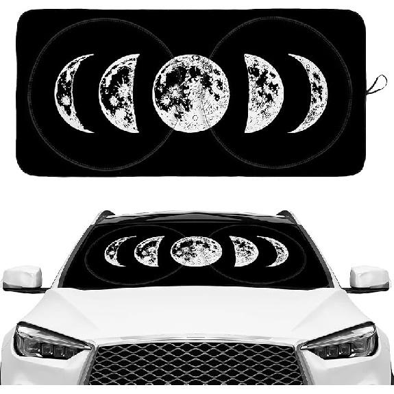 Funny Skull Gothic Hippie Skeleton Black Windshield Sunshade For Car SUV Truck Foldable Uv Ray Reflector Front Window Sun Shade Visor Shield Cover