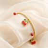 Sweet Cherry Anklet for Women, Stainless Steel Charm Foot Chain Ankle Bracelet, Beach Jewelry Summer Accessories