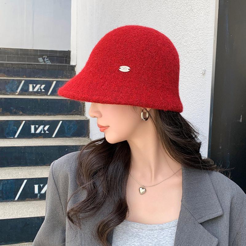 Japanese Wool Knitted Bucket Hat, Versatile In Autumn And Winter, Fashionable And Warm, Retro, Showing Small Face And Elegant Basin Hat Woman