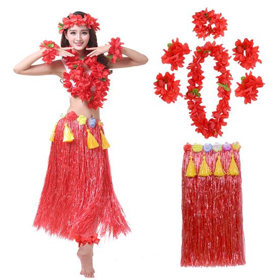 1 Set Hula Skirt High Elastic Eye-catching Plastic Fiber Hawaiian Hula Grass Skirt Set for Summer