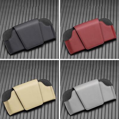 Bilsolskydd Glasögonhållare Premium Läder Solglasögonfodral Klämma Organizer Auto Glasögonförvaringslåda Garage Handverktyg