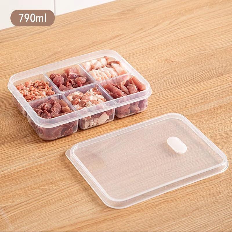 Thick Transparent Food Preservation Box with Compartments for Freezer and Fridge Storage