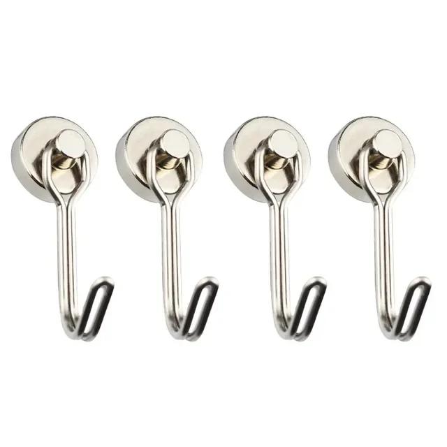 Heavy 1/2/4/8Pcs Duty Magnetic Hooks Strong Neodymium Magnet Hook Black Silver Swivel Hook Kitchen Refrigerator Hanging Tools