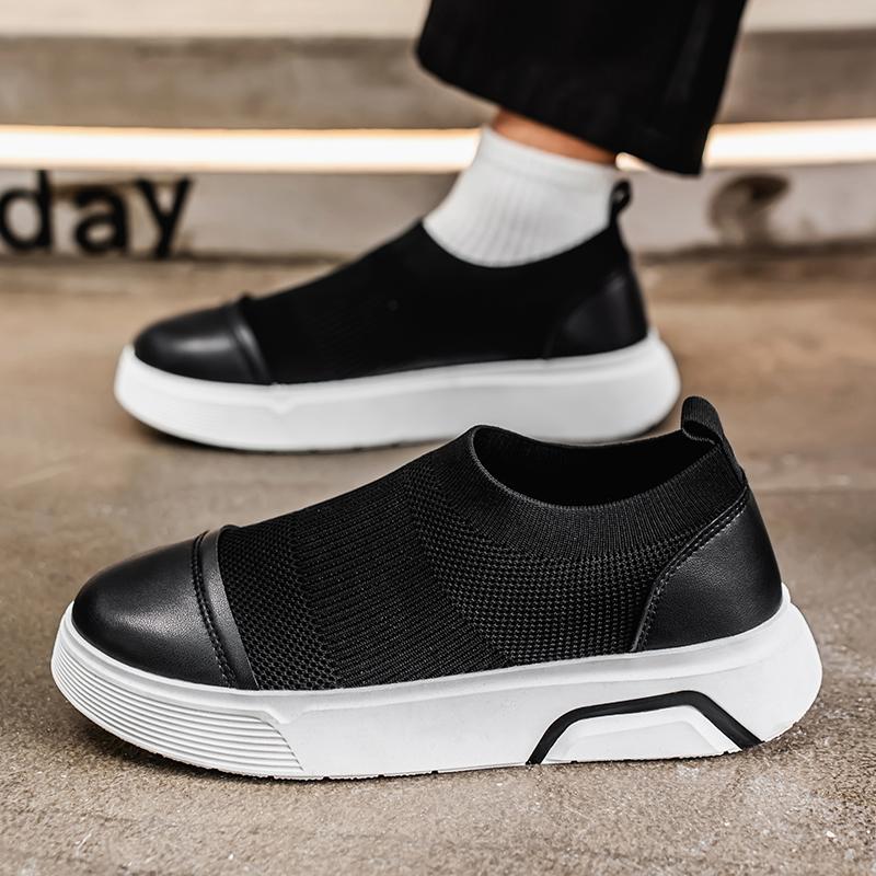 Men's Sneaker Breathable Platform Hiking Outdoor Lazy Loafers Black Versatile Lightweight Thick Soled Casual Walking Shoes 39-44