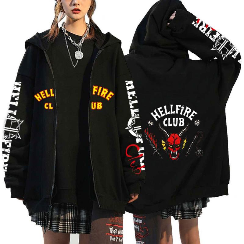 Hellfire Club Zipper Sweatshirts Zip Up Hoodies Hellfire Club Anime Unisex Hip Hop Streetwear Clothes Pullover XS чёрный