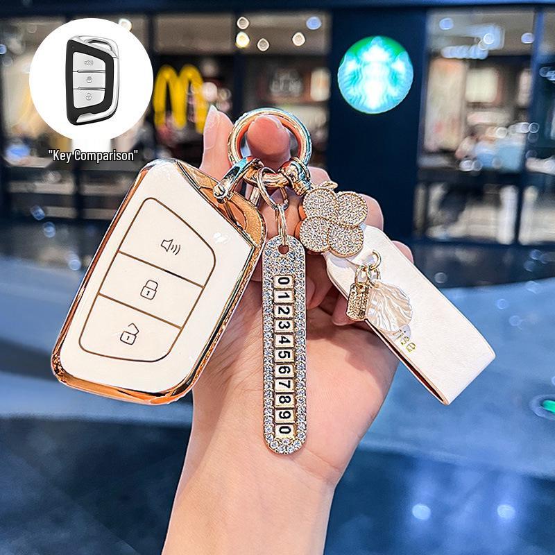 Compatible Car Key Cover for JAC Jiayue A5, X4, X7, iC5, iEVS4/7S, T8 Refine, S4, S7, M6 with Buckle