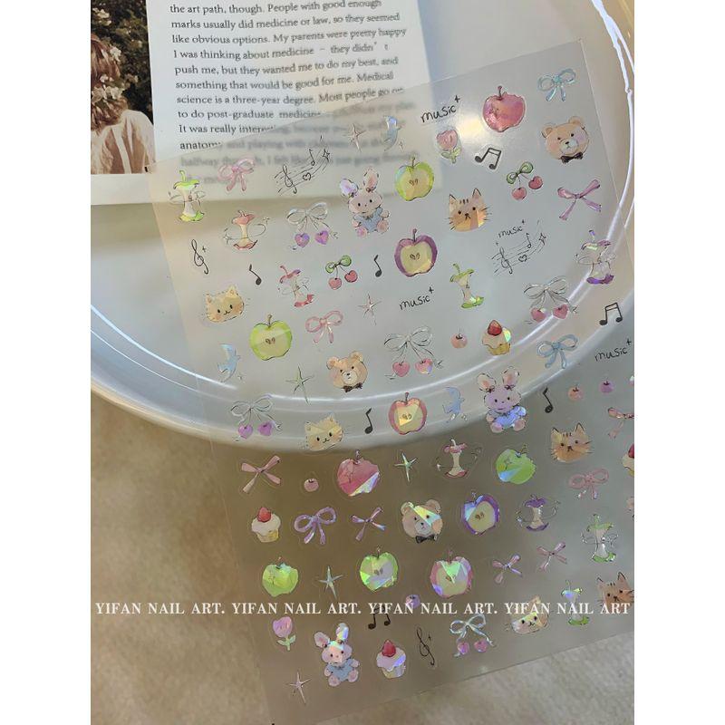 

Yifannail [Korean Style Material] Ins Polka Dot Sausage Dog Cherry Graffiti Bunny Nail Sticker J196 J196-1. [Shell Light Pink Apple. 1]]