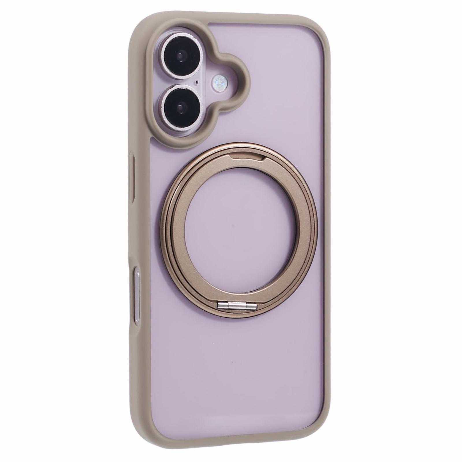 For iPhone 16 Plus Phone Case Ring Holder Kickstand PC+TPU Phone Cover F