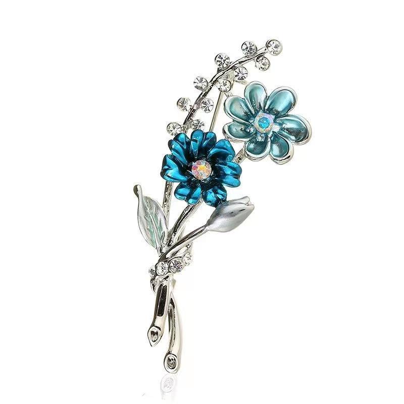 SKEDS Women Elegant Plant Flower Metal Brooches Corsage Fashion Rhinestone Pearl Badges Jewelry Vintage Lady Brooch Pin Gift
