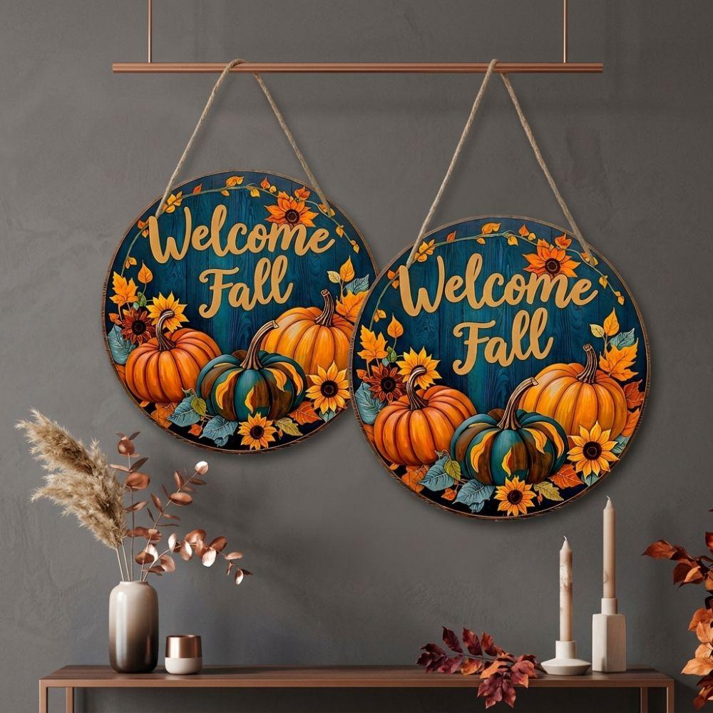Autumn Leaf Pumpkin Sunflower Door Hanger Autumn Harvest Wall Decor Home Garden Decor