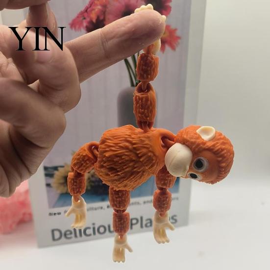 Fun Office Gadget 3D Printed Mini Gorilla Figurine with Articulated Joints, Small Desktop Ornament Stress Relief Toy, Creative Cute Animal Model Gift