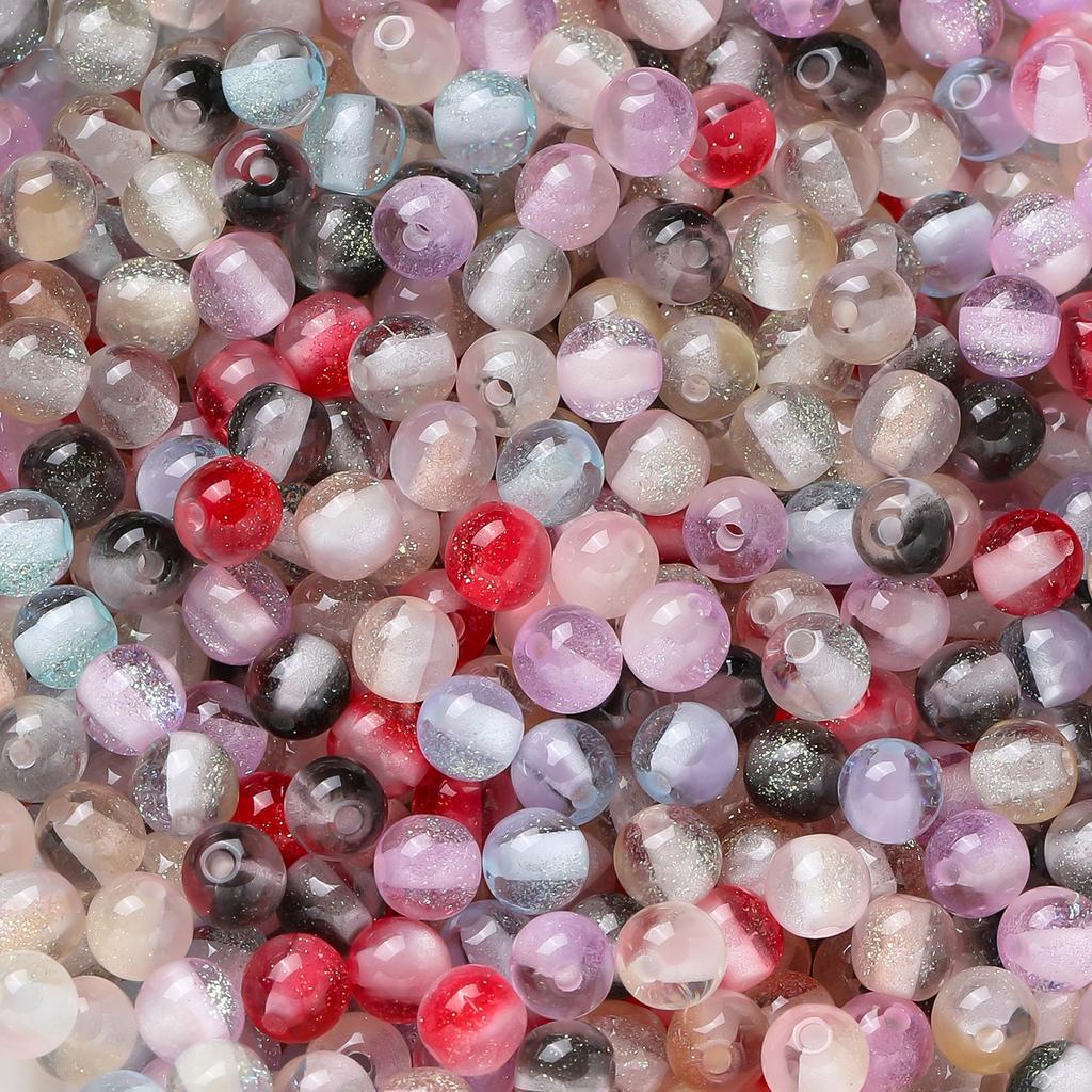 10pcs/lot 6mm Glitter Cat Eye Round Acrylic Resin Beads Charm Loose Spacer Beads for Handmade DIY Jewelry Making Bracelet