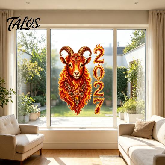 Colorful Zodiac Sheep Stickers for 2027 Chinese New Year Window Clings, of Goat Static Reusable Holiday Decor Glass Surfaces No‑Glue Lunar Xmas Home