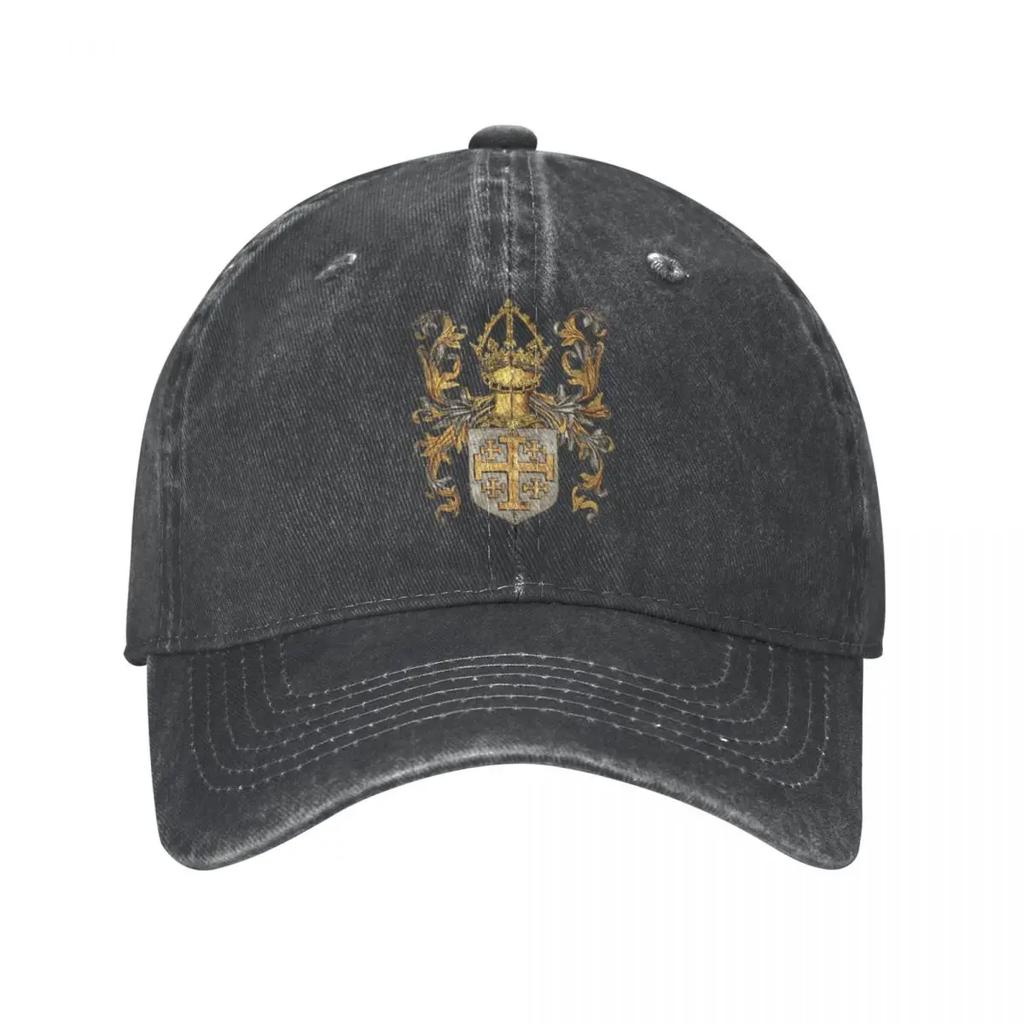 Vintage Arms Of The King Of Jerusalem 1509 Baseball Caps Distressed Denim Headwear Templar Shield Cross Outdoor Gift Hats Cap