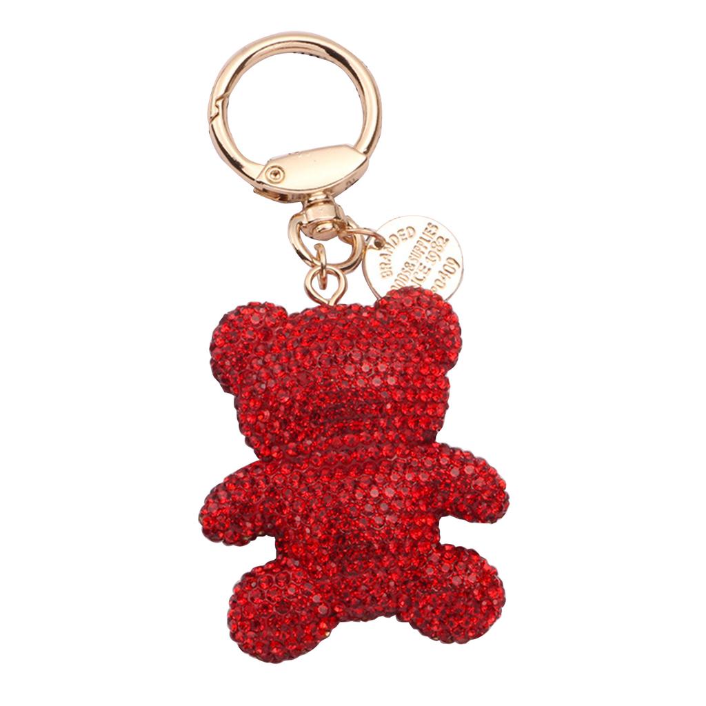 Cartoon Bear Keychain Pendant Cute Rhinestone Bear Keyring Charm Decorations Bag Keyring Hanging Ornament Car Keys Ring