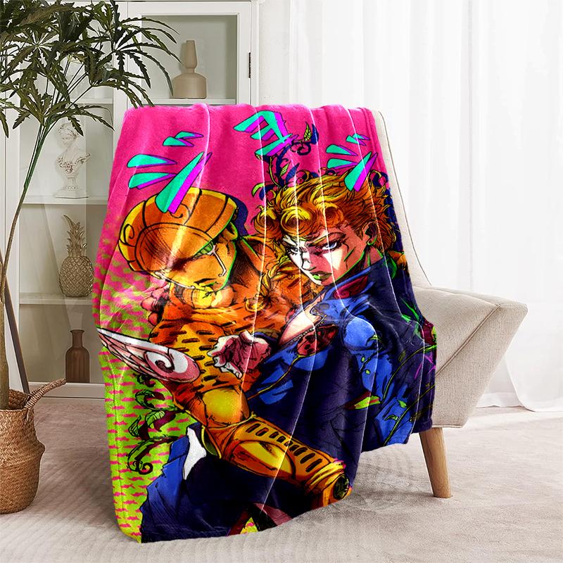 1pc Blanket JoJo's Bizarre Adventure Print Design, Lightweight Blanket for Sofa, Bed- Soft &Warm, Gift for All Seasons like Christmas, Halloween