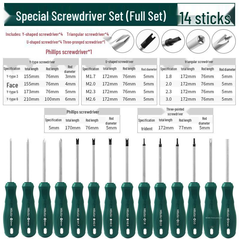 Multishape Screwdriver: Y, U, Triangle, Inner Cross, Three-Point - Ideal for Bull Socket and Small Appliance Disassembly