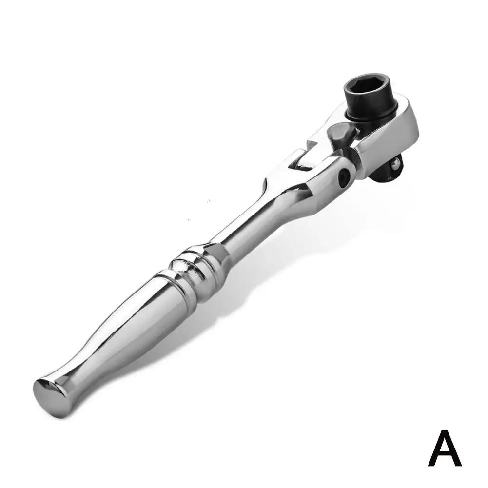 1/4 Fast Rotatable Mini Ratchet Wrench 2 In 1 Dual Head Tool Repair Home Quick /Flat Handle DIY Teeth Hand Tool Spanner Rou V5R0