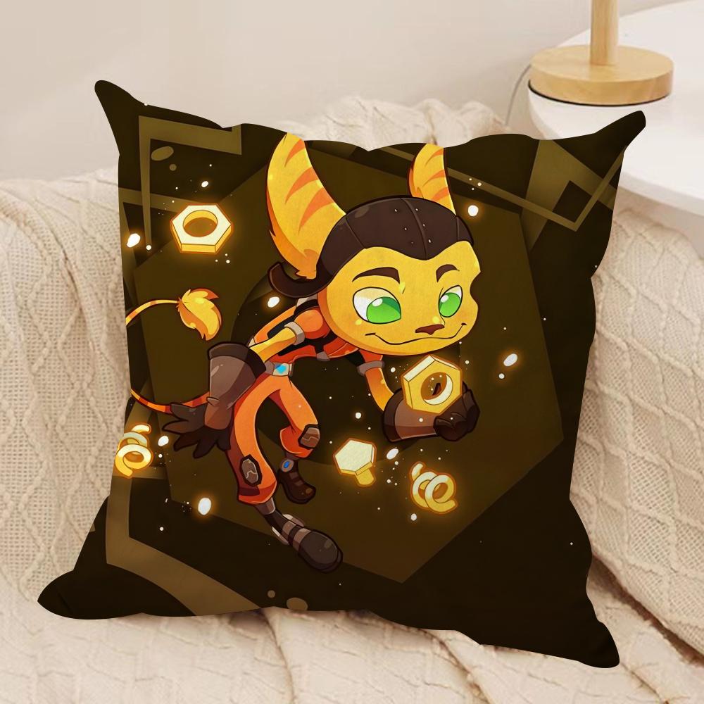 RRatchet N CClank Cushion Cover Silky Short Plush DoubleSided Printed Pillow Case for Sofa All Seasons Home Decor Gift