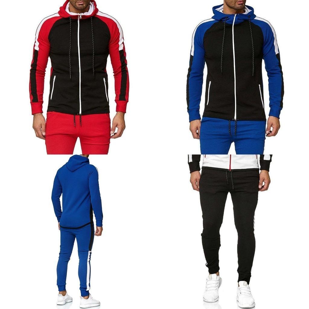 Stylish Men's Tracksuit Jogging Hoodie Coat Jacket With Zipper And Adjustable Pants Set For Activewear