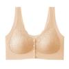 Front Buckle Push Up Plus Size Wireless Lace Back Smoothing Bra For Women