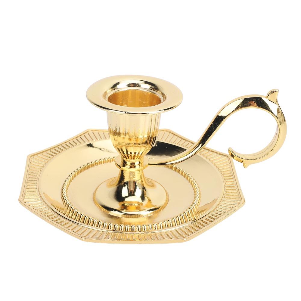 Zinc Alloy Vintage Taper Candle Stick Holder With Drip Catcher Tray Candle Stand  Party Decoration