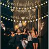 Vorgespanntes Love Laughter & Happily Ever After Banner für Hochzeitsfeier Dekorationen, Gold Glitzer Banner Schild mit 13FT Herz Streamer Girlande für