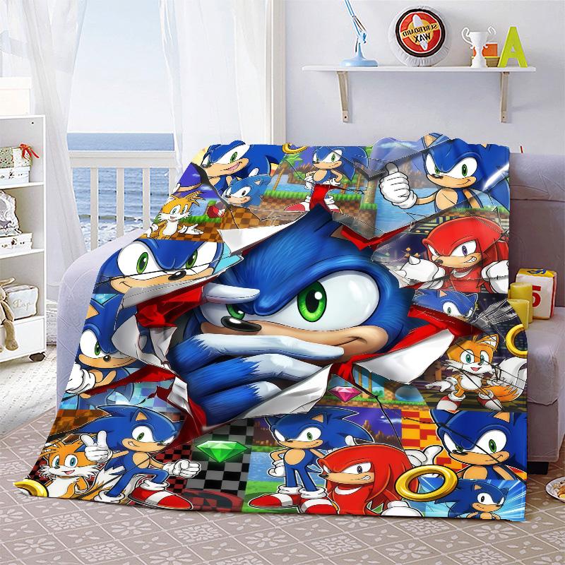Sonic Warm Throw Blanket Flannel Soft Cozy Lightweight Blanket for Bed Sofa Home Decor -QJY