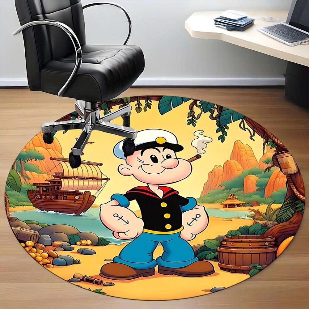 1pc Popeye Office Round Area Rug, Bedroom Living Room Home Decor, Room Deco,  Offic a1016083