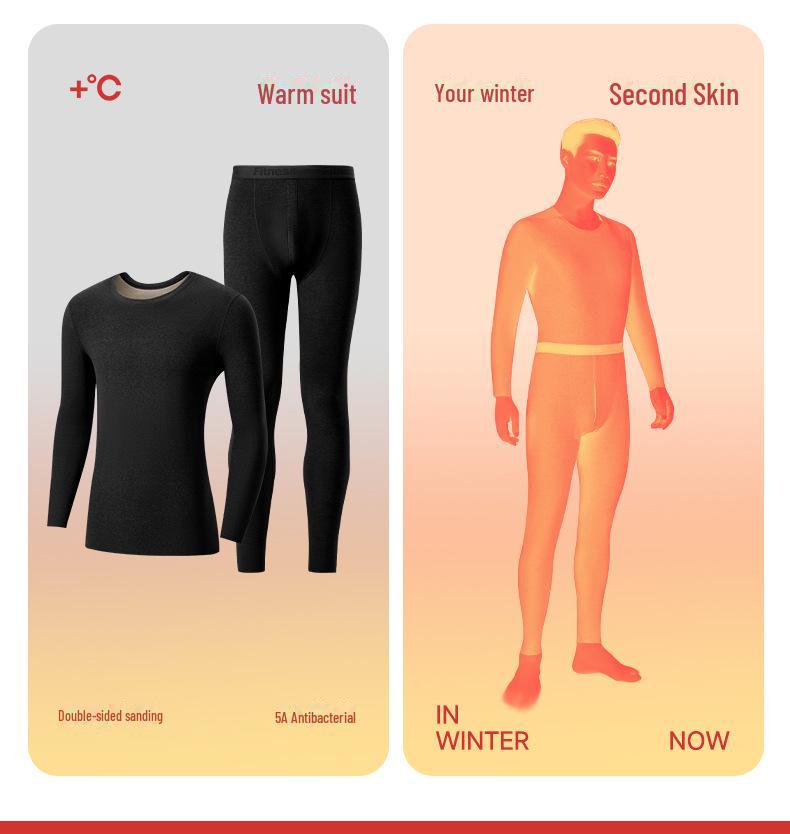 Couples' 5A Antibacterial Thermal Suit with Heating Patch - Wearable As Outerwear, Includes Top and Pants for Autumn