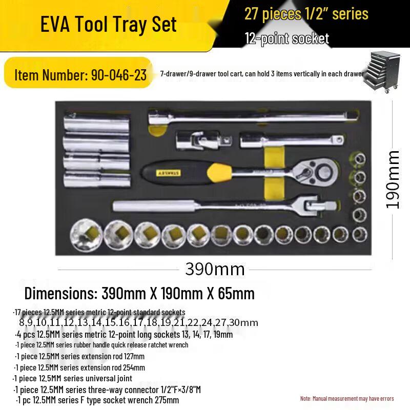 STANLEY 27-Piece 1/2  Drive Socket & Ratchet Set with EVA Tray
