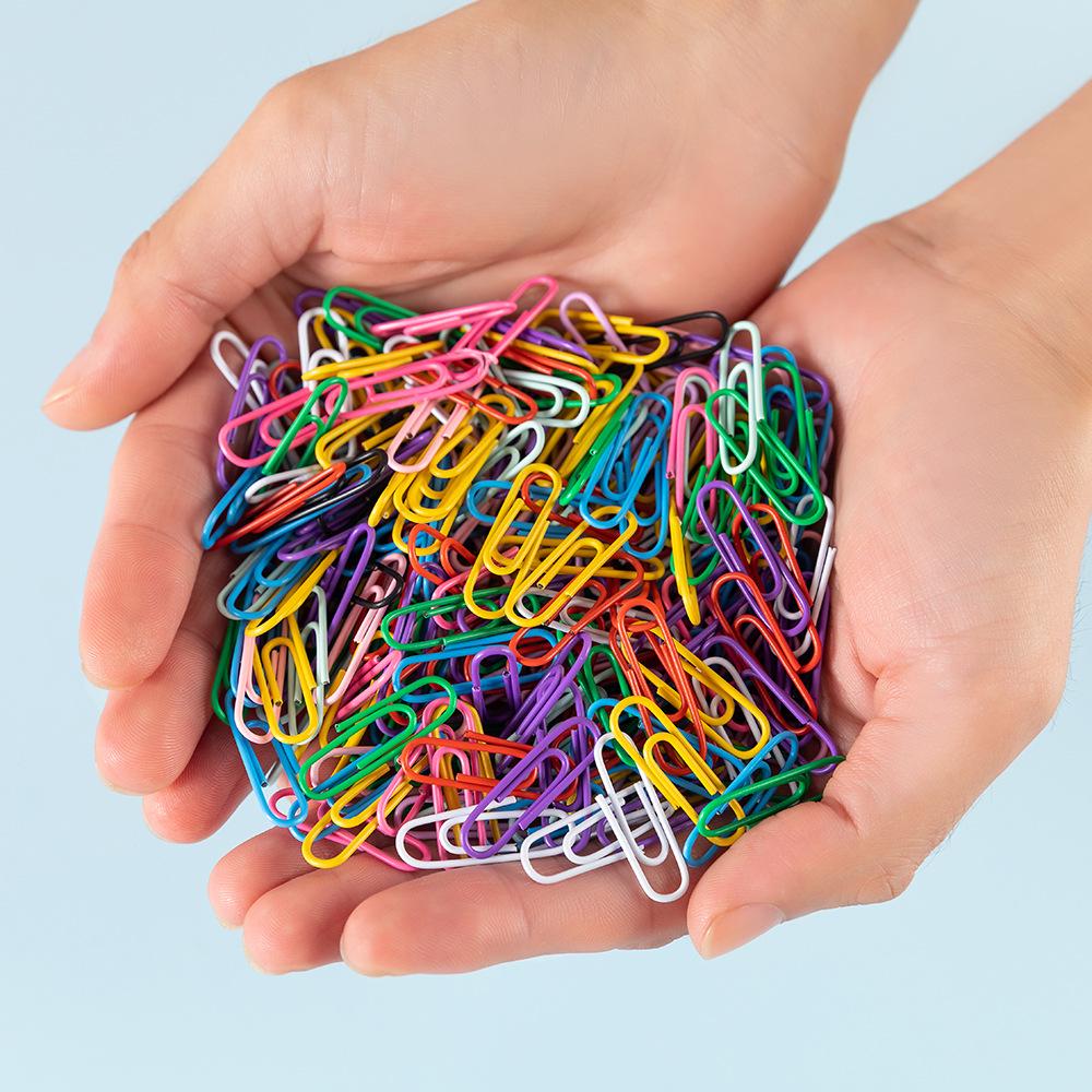 Nickel-Plated Paper Clips, Plastic-Coated Office Stationery, DIY Creative Metal Bookmarks 28mm Bulk