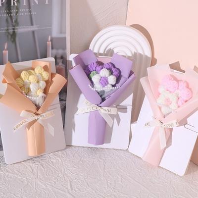 Three-dimensional Flower Bouquets Cards with Cards Handmade Knitted Flower Bouquets Mini Flower Gift Flower Greeting Cards