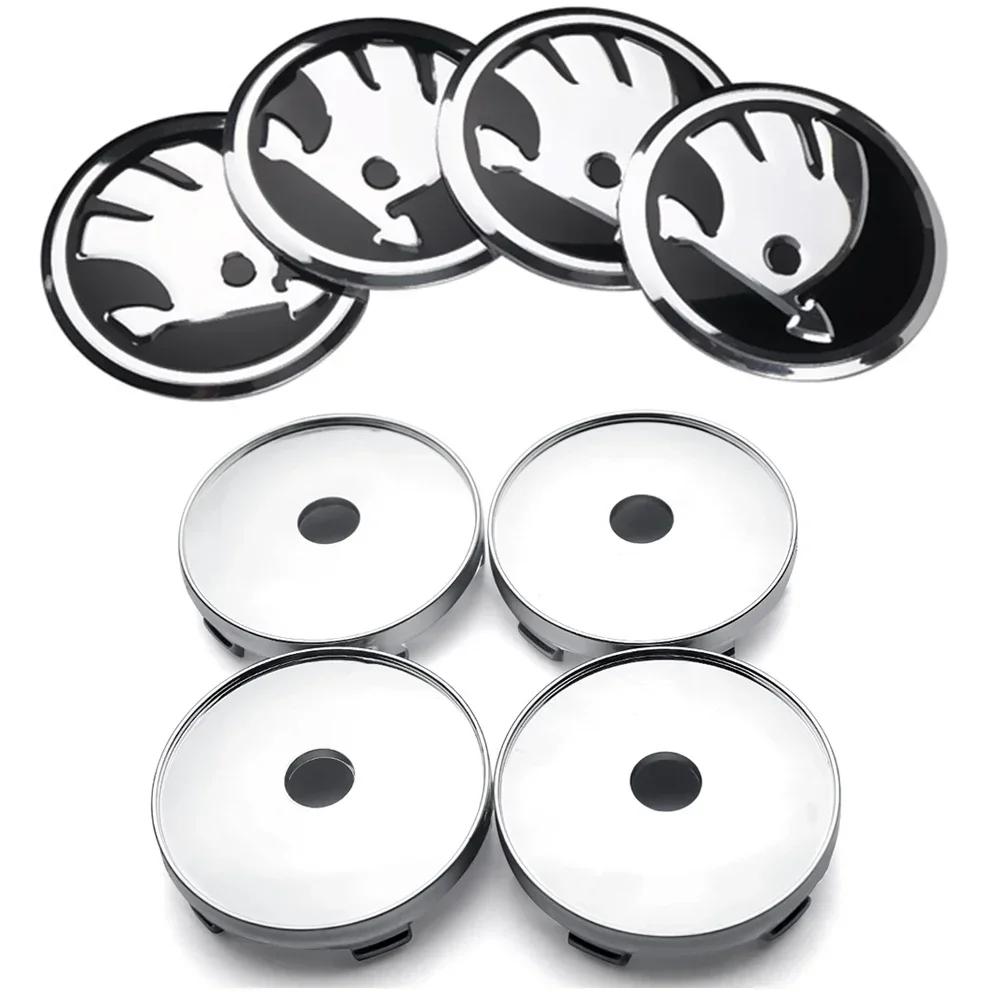 Naklejka na Samochód 2025 Nowe 4 szt. 56/60 mm Nakładka Środkowa Koła Samochodowego Dekielek Piasty Odznaka Naklejka Zamienna do Skoda VRS VII Rapid Fabia Octavia