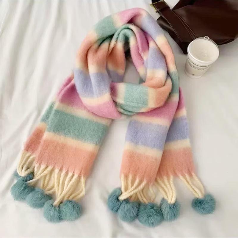 Autumn and Winter Scarves Women's Winter High-end Scarves Thickened and Warm Tonglu Imitation Cashmere Plaid Scarves
