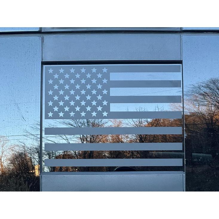 Xinghe for Chevy Colorado GMC Canyon 2015-2024 Rear Middle Window n Flag Decal, Matte Black Flag Vinyl Sticker for Truck Back Center Sliding Window