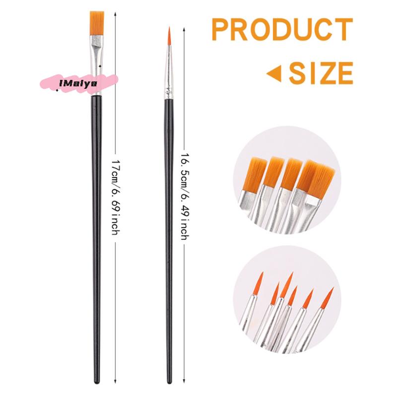 Y-50Pcs Painting Brushes Set Round Flat Hair Nylon for Oil Acrylic Watercolor Art Artists Beginners Students Kids