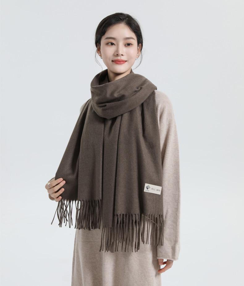 White Cashmere Scarf: Thickened, Solid Color, Versatile for Women & Men, Perfect for Autumn & Winter