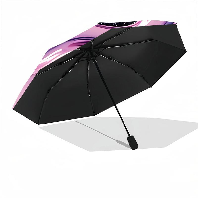 1pc Galaxy Waves Automatic Folding Umbrella, 8-Rib Durable Iron Frame, Compact Travel Umbrella for Women & Men 012