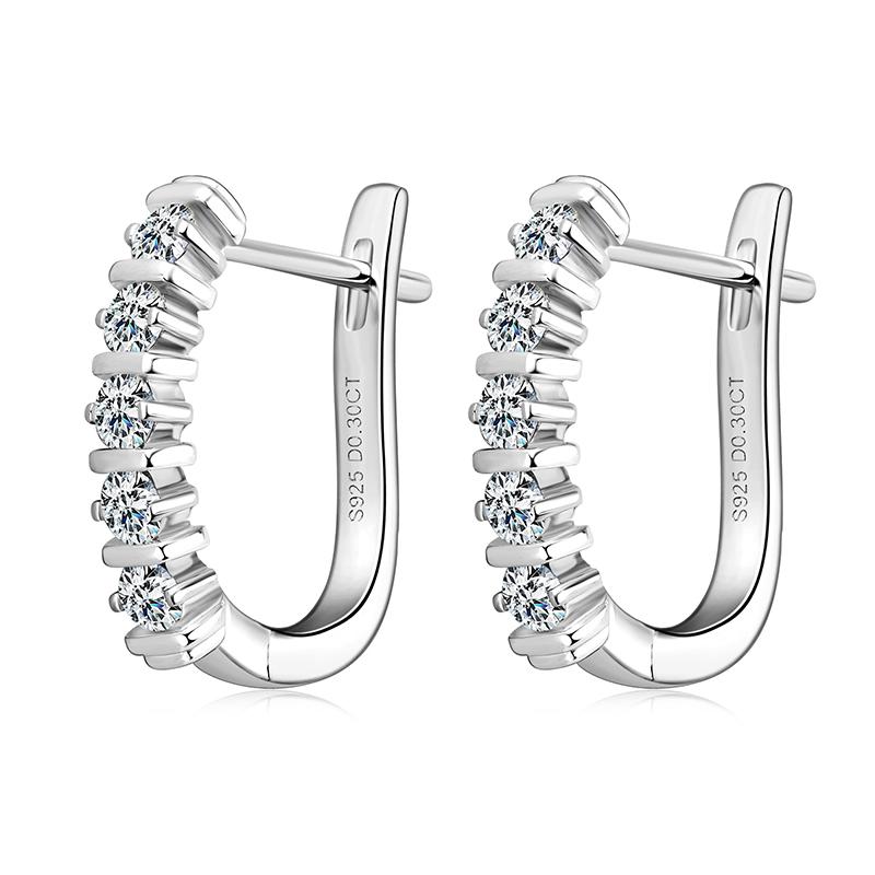 Earrings Bulk Lab Grown Diamond Earrings Moissanite S925 Sterling Silver Ladies Personalized U Shape Hoop Earrings 2.5mm(0.06ct*10pcs) moissanite белого золота