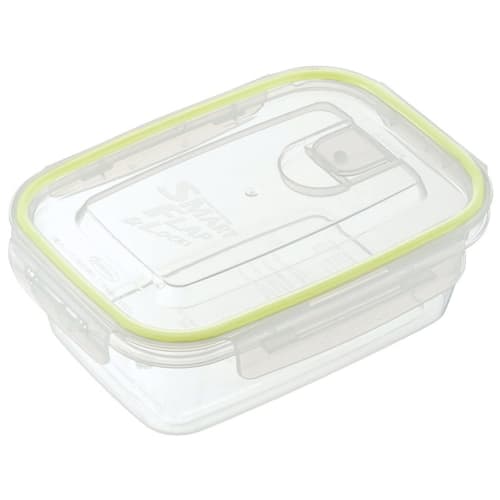 Iwasaki Industries Smart Flap & Rocks Storage Containers, Square, Large, Set of 2, Green, 900ml