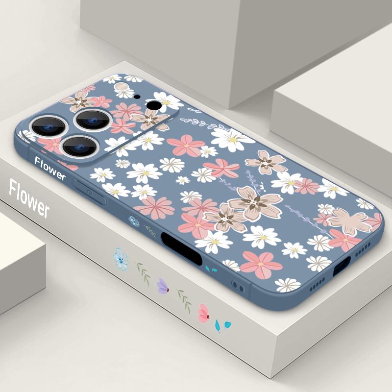 Pink Cartoon Floral Lanyard Case For iPhone 17 Pro Max iPhone 16 15 14 13 Pro Max 11 16E 17E Soft Silicone Phone Back Cover