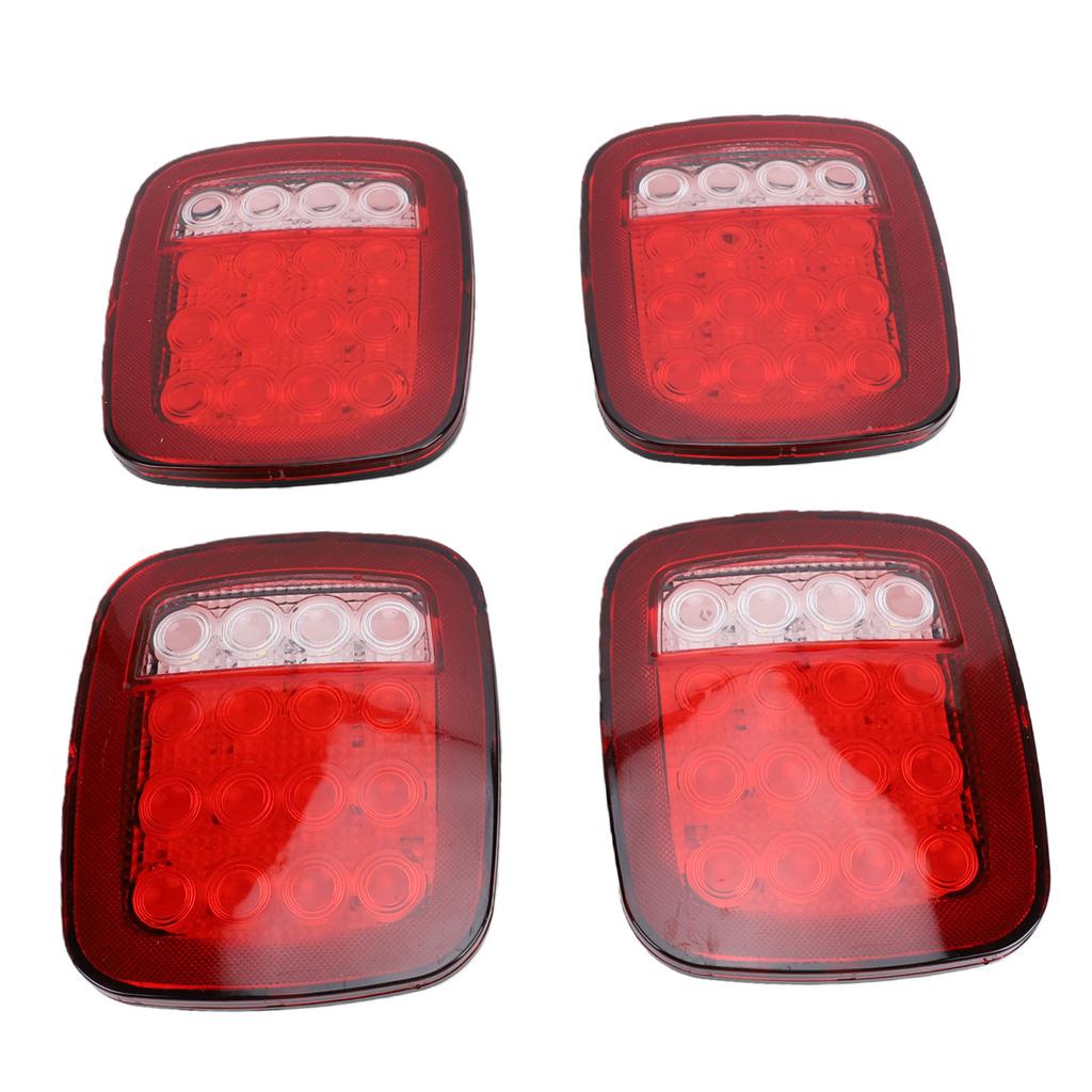 4x Universal 16 LED Stop Tail Turn Signal Backup Reverse Brake Light Universal for 12V Trailer Truck RV Caravan Heavy