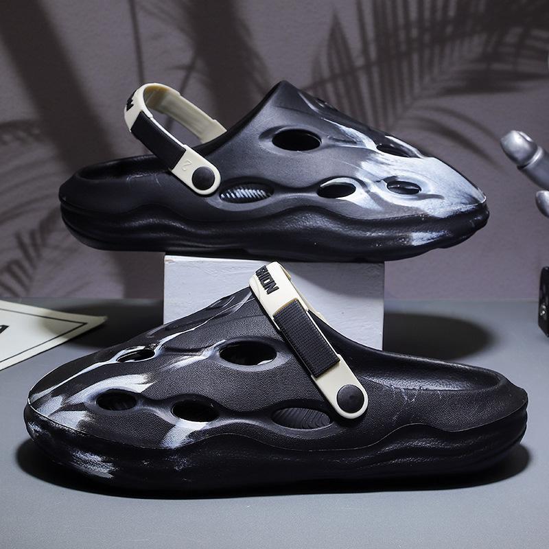 

EVA camouflage hole shoes men s summer outer wear hollow sports sandals bag head soft sole light wading beach shoes men 44-45 [Standard code]