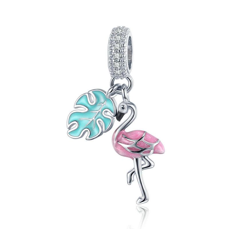 

WOSTU 925 Silver Wild Animals Owl Birds Pendant Flamingo Hanging Bead Fit Original Bracelet Women DIY Fine Jewelry Gift