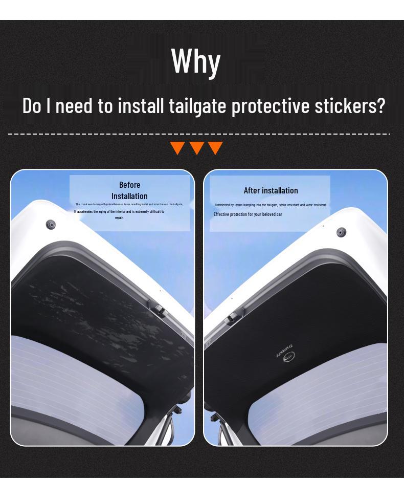 Jike 7X Car Trunk Kick Pad & Tailgate Protector - Interior Mod Sticker & Accessory.