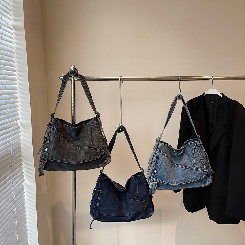 Denim Tote Bag Women's Underarm Shoulder Bag Student's Commuter Bag